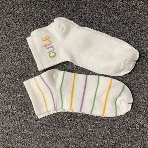 Cute White and Multicolor Striped Socks